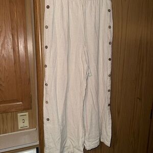 Women's Cream Button-Detail Pants